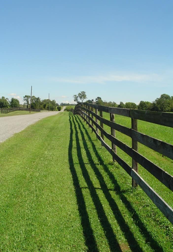 long rail fence along road