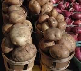Root vegetables and tubers like potatoes, carrots, turnips, and parsnips and onions