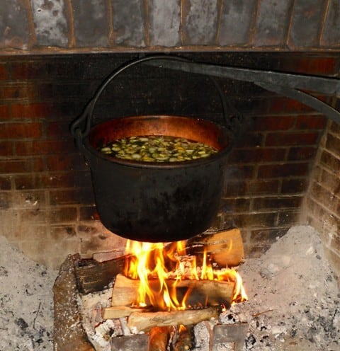 Heating food on large pot