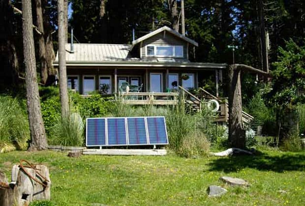 Solar panels outside house