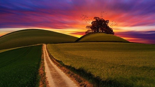 Beautiful hills and sunset