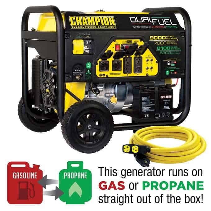 Champion Dual Fuel 9000 Watt Gas and Propane Generator