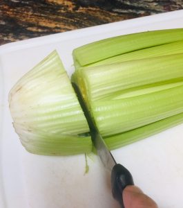 Cutting celery stalk to replant