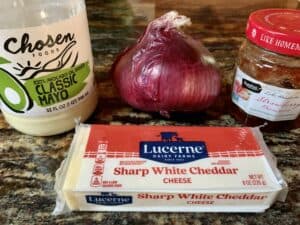 White cheddar and red onion dip ingredients