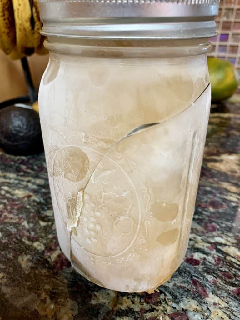 cracked frozen mason jar