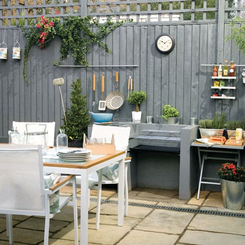 beautiful outdoor kitchen and dining set